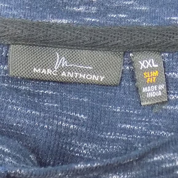Marc Anthony Blue Heathered Long Sleeve Henley Size XXL Slim Fit - Picture 5 of 6